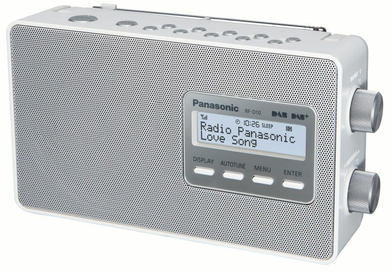 Weiss, Panasonic UKW-Radio RF-D10 und DAB+